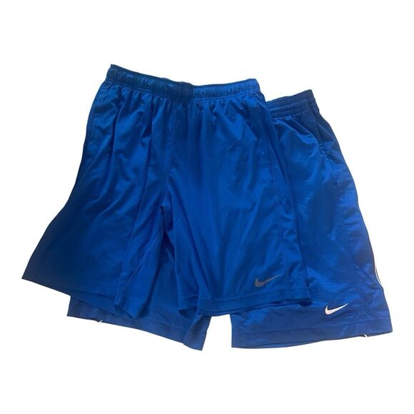 Two Mens Nike Basketball Shorts Blue Size Large - Picture 1 of 7